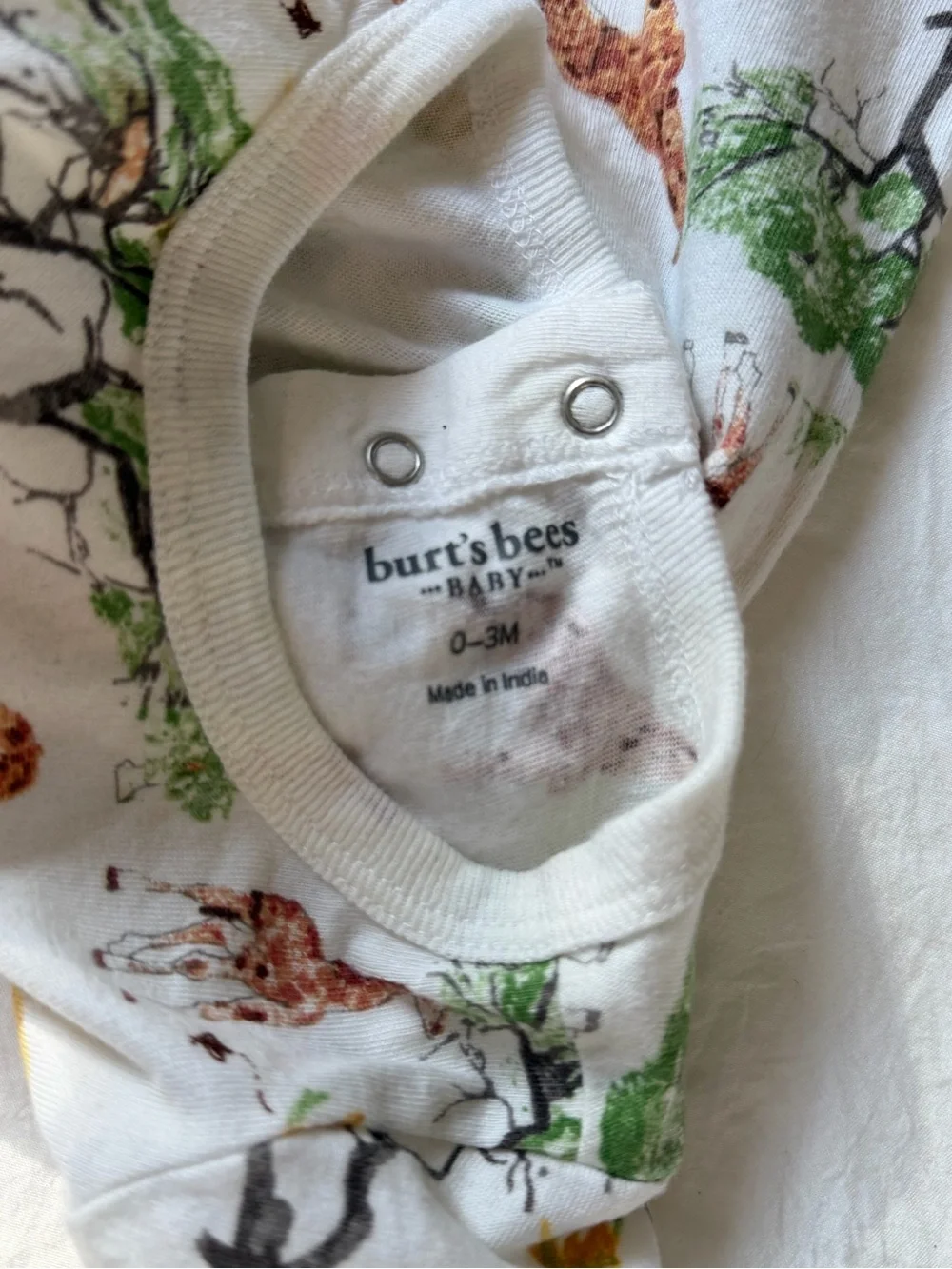 Burt’s Bees Baby 0-3M Giraffe Safari Print Short Sleeve Romper Organic Cotton